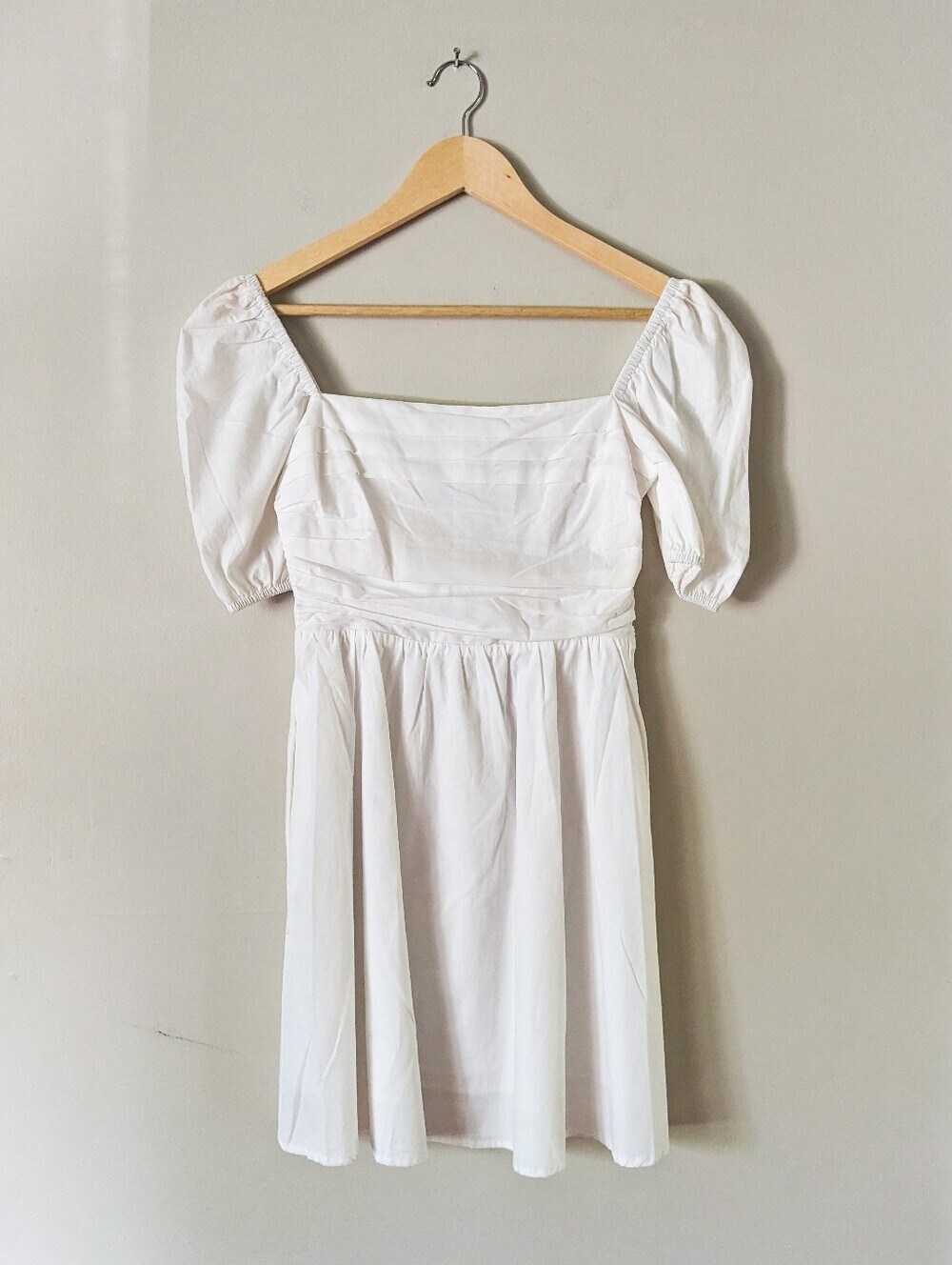 Aqua White Puff Sleeve Dress